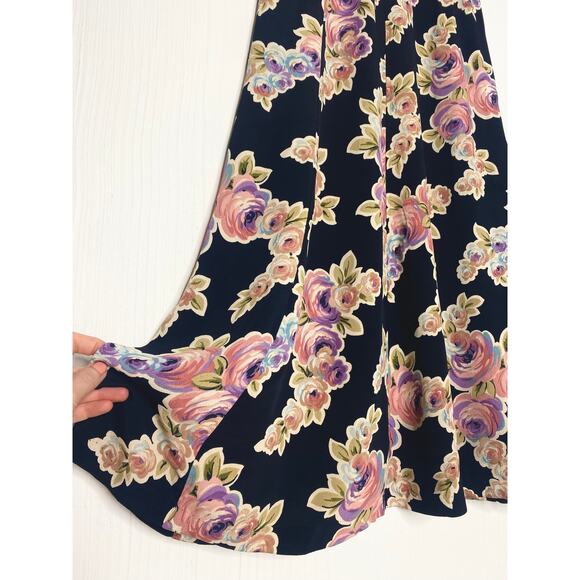 BETSEY JOHNSON Vintage 90s/Y2k Rayon Bias Cut Floral Midi Skirt US SMALL - Picture 13 of 14